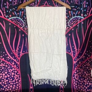 Ivory Color Fringe Scarf/Wrap - 64”x 26”